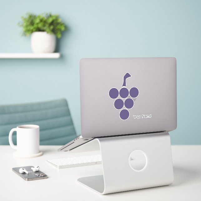Sticker Vin Ou Vin Pour Sommelier De Raisin Et De Grapevin (Ordinateur portable sur le bureau)
