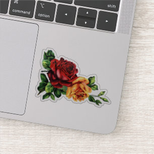 Sticker Vin victorien Roses rouge et jaune doré