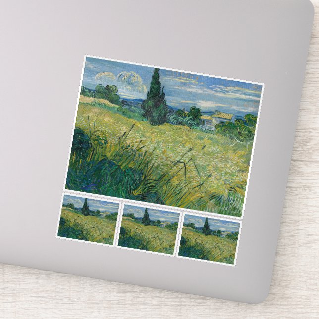 Sticker Vincent Van Gogh, champ de blé vert avec Cypress (Détail)