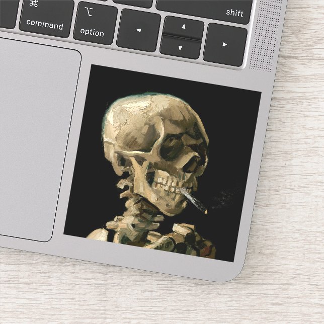 Sticker Vincent van Gogh - Crâne avec cigarette brûlante (Détail)