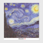 Sticker Vincent Van Gogh Starry Nuit Vintage Art<br><div class="desc">Vincent van Gogh Starry Night Art Peinture Starry Night est un tableau de l'artiste post-impressionniste néerlandais Vincent van Gogh. Le ciel bleu de la nuit est rempli de nuages tourbillonnants, d'étoiles et d'une lune brillante croissant. La Nuit étoilée est la seule nocturne de la série de vues depuis la fenêtre...</div>
