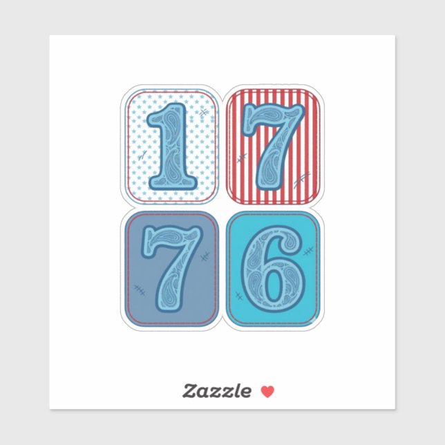 Sticker Vintage 1776 Patchwork Patriotique (Feuille)