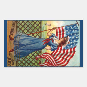 Sticker Vintage 4 juillet Salutation USA Drapeau V