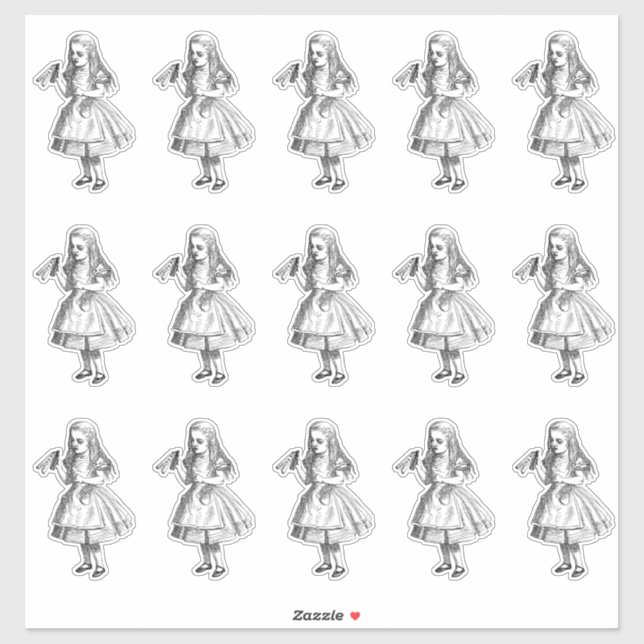 Sticker Vintage Alice Boire moi (Feuille)