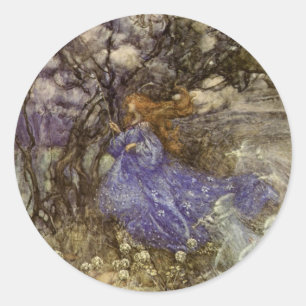 Sticker vintage Arthur Rackham Fairy Round