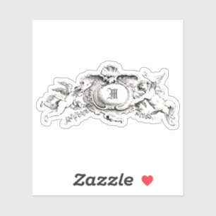 Sticker Vintage Baroque Rococo Cherubs Monogram Modèle