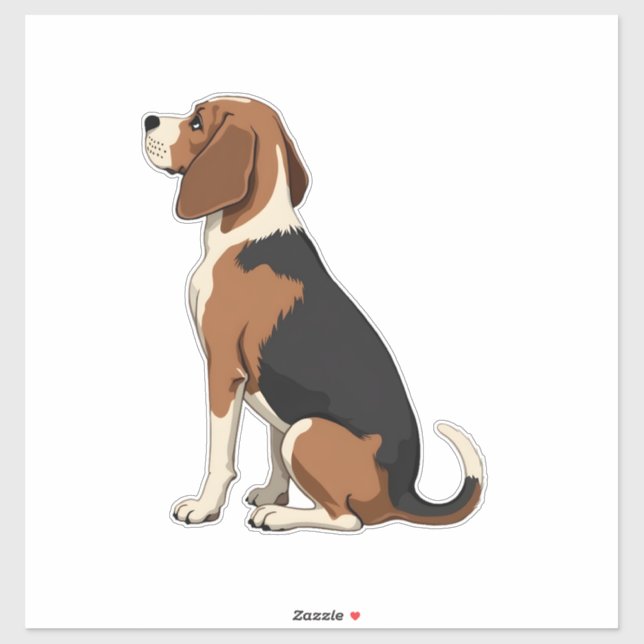 Sticker Vintage Beagle Dog Back View Illustration Pet Love (Feuille)