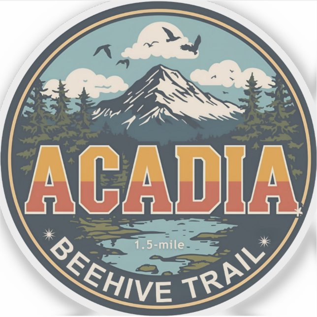 Sticker Vintage beehive trail Acadia National park gifts (Devant)