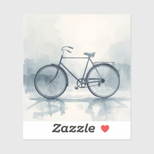 Sticker Vintage Bicycle Art in White & Blue (Feuille)