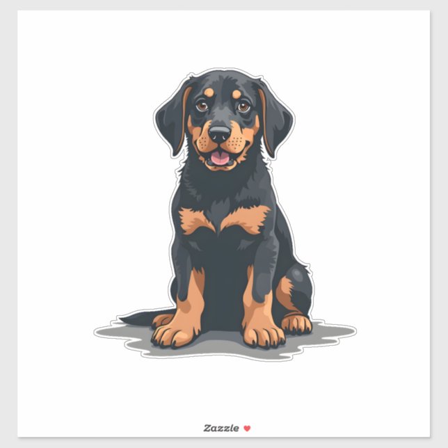 Sticker Vintage Black and Tan Dog Back View Illustration P (Feuille)