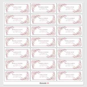 Sticker Vintage Bourgogne Floral Line Art Adresse d'invité