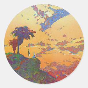 Sticker vintage California Travel Classic Round