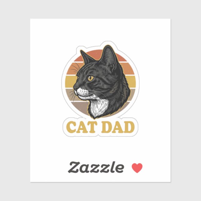 Sticker Vintage Cat Dad Retro Cat Lover Shirt Design_1 (Feuille)