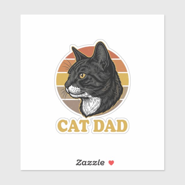 Sticker Vintage Cat Dad Retro Cat Lover Shirt Design_1 (Feuille)
