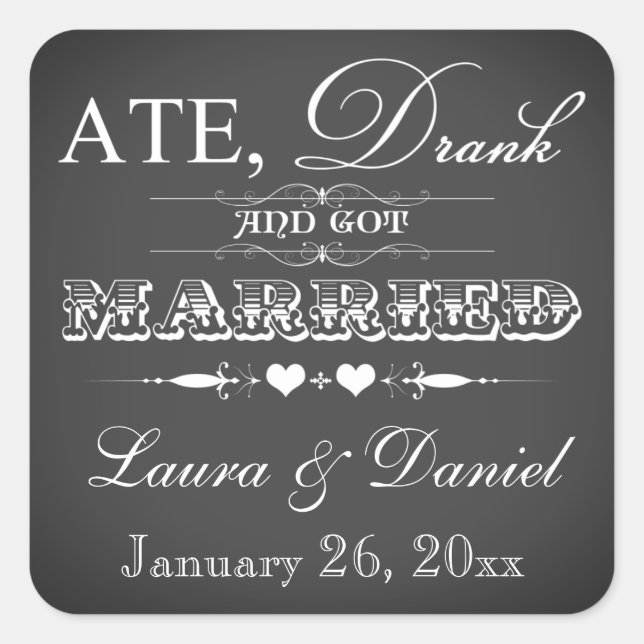 Sticker vintage Chalkboard Style Wedding Favor (Devant)
