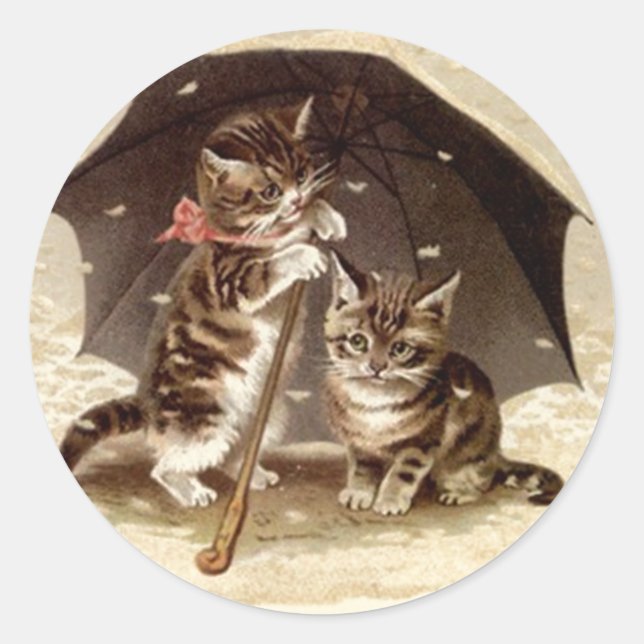 Sticker Vintage Chats jouer sous les chatons parap (Devant)