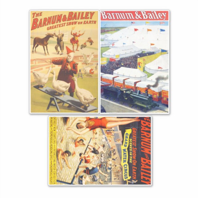 Sticker Vintage Circus Clown, Acrobat Animals art collage (Devant)