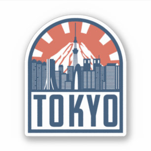 Sticker Vintage Coloré Tokyo, Japon Voyage Retro