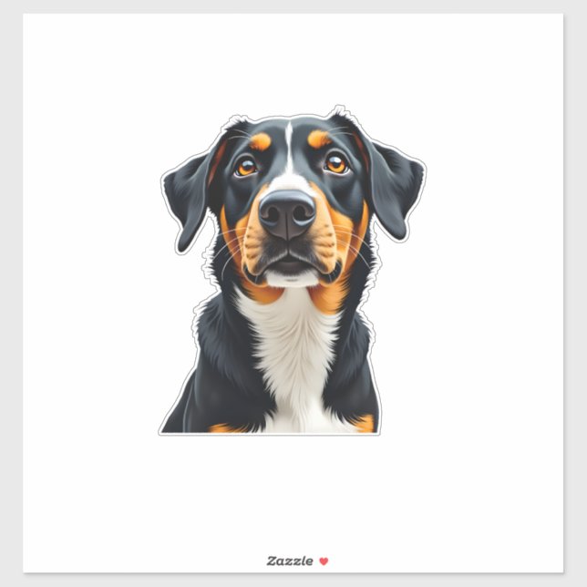 Sticker Vintage Colorful Dog Portrait Illustration Retro P (Feuille)