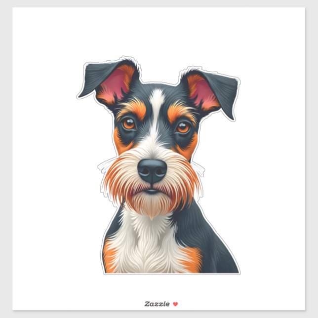 Sticker Vintage Colorful Dog Portrait Illustration Retro T (Feuille)