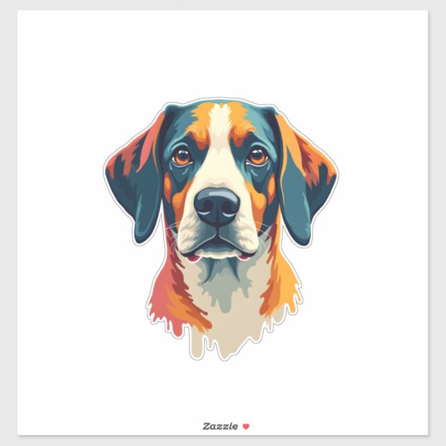 Sticker Vintage Colorful Dog Portrait Pop Art Style Pet Il (Feuille)