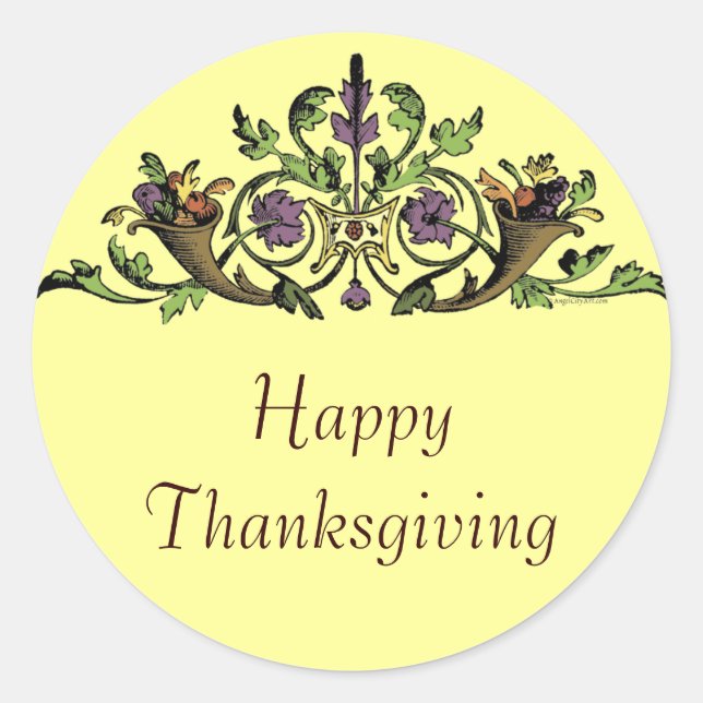 Sticker Vintage Cornucopia bon thanksgiving (Devant)