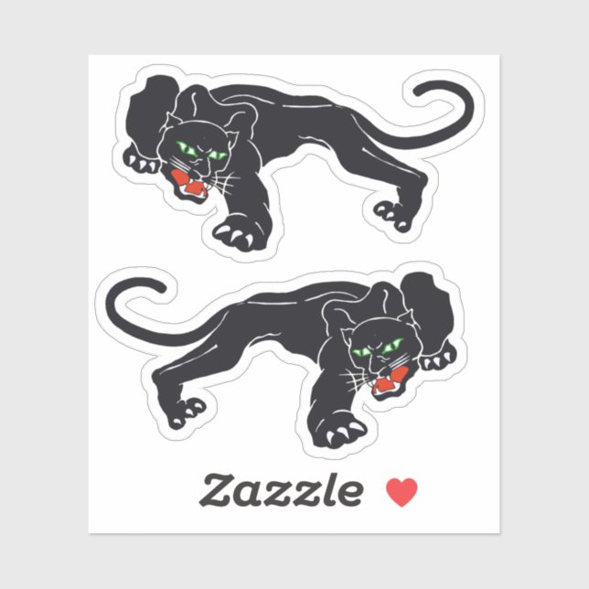 Sticker Vintage Crouching Graphisme Black Panther Wild Cat (Feuille)