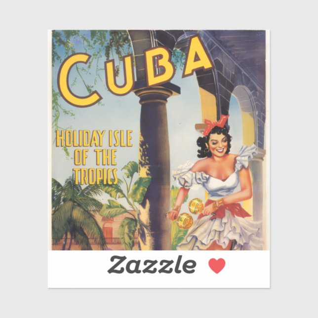 Sticker Vintage Cuban Tourist Commission Tropics Travel (Feuille)