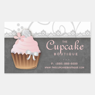Sticker vintage Cupcake Anniversaire gris rose