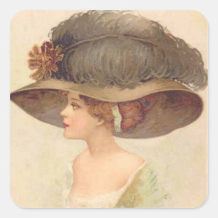 Sticker vintage Dame victorienne en Casquette