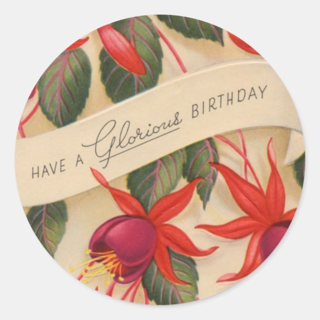 Sticker vintage de fleurs d'anniversaire (Devant)