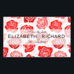Sticker vintage de roses rouges 'Save the Date'<br><div class="desc">Joli,  lumineux,  romantique motif floral avec de beaux roses sur un arrière - plan léger. Classique,  moderne et tendance,  facile à customiser avec vos propres noms et détails.</div>