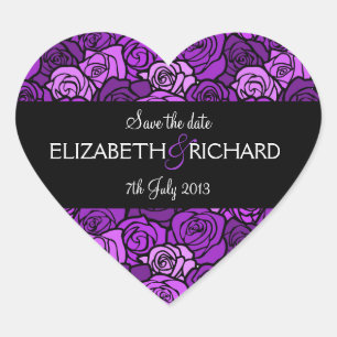 Sticker vintage de roses violets 'Save the Date'