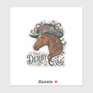Sticker Vintage Derby Cheval Floral Chapeau Chemise Design