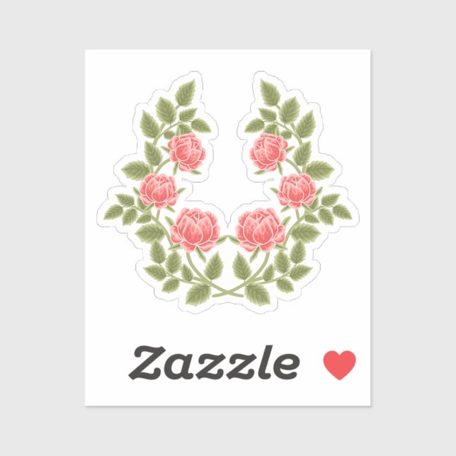 Sticker Vintage Dusty Pink Roses Floral Pattern - Romantic (Feuille)