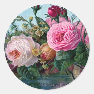 Sticker vintage floral rond