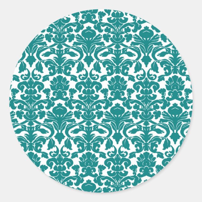 Sticker vintage Floral Turquoise Damask (Devant)