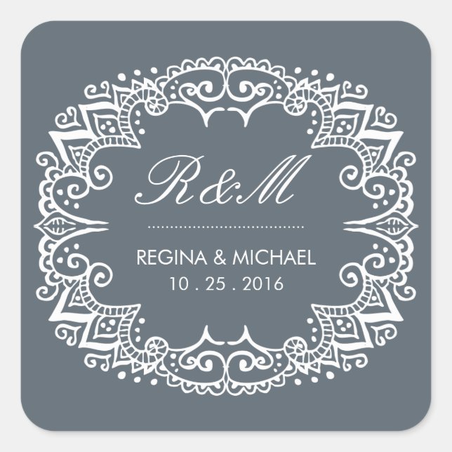 Sticker vintage Flourish Swirl Curl Wedding Favor (Devant)