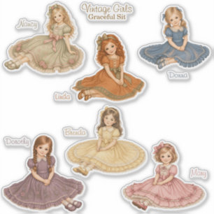 Sticker Vintage Girls : Collection Assise Gracieuse