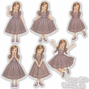 Sticker Vintage Girls - Dorothy - n°1 Planche d'autocollan