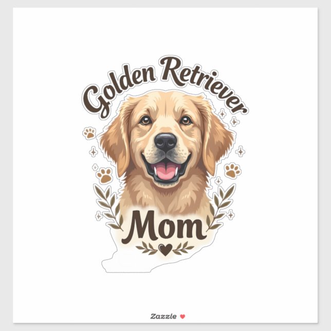 Sticker Vintage Golden Retriever Mom Dog Lover Typography  (Feuille)