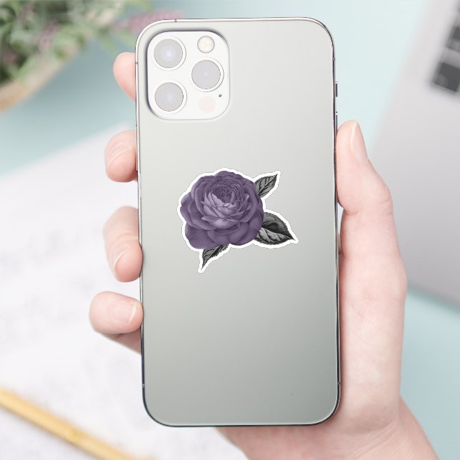 Sticker Vintage gothique violet Rose (Téléphone)