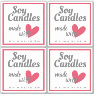 Sticker Vintage gris rouge fait avec des bougies de soja d