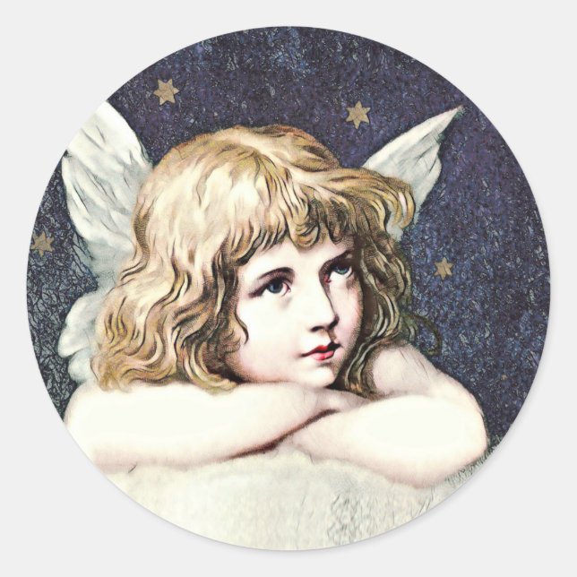 Sticker vintage Guardian Angel Classic Round (Devant)