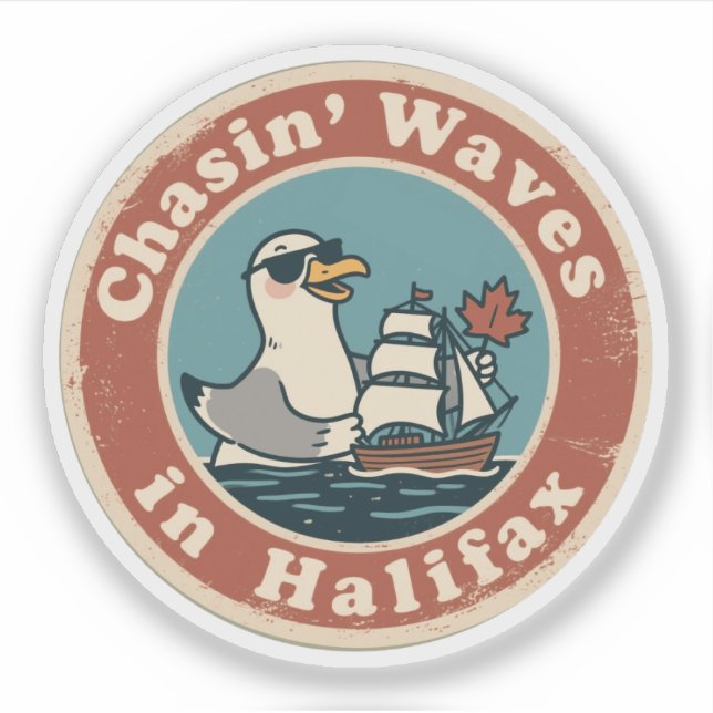 Sticker Vintage Halifax Nouvelle-Écosse Plaisir nautique (Devant)