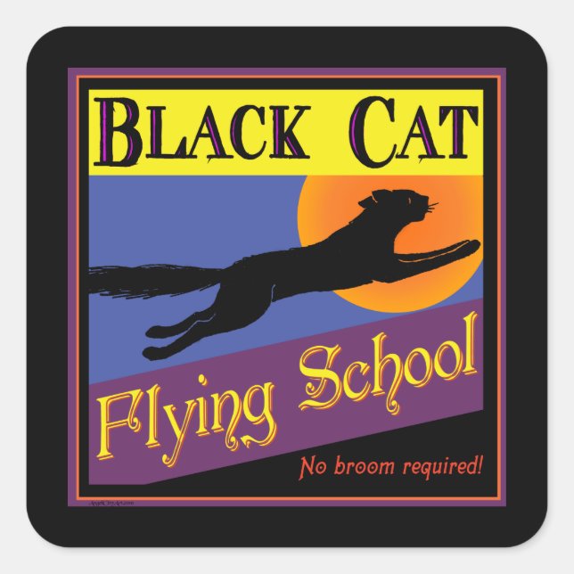 Sticker Vintage Halloween Chat noir (Devant)
