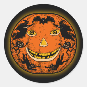 Sticker vintage Halloween Jack O'Lantern