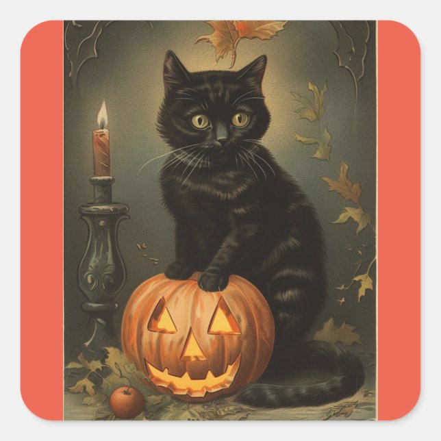 Sticker vintage Halloween Kitten (Devant)