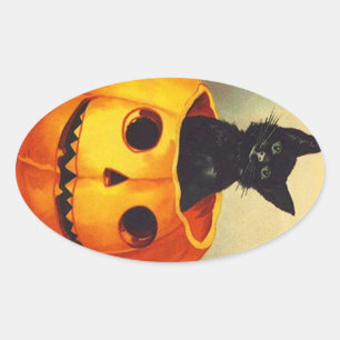 Sticker Vintage Halloween Kitten noir dans JOL Cat