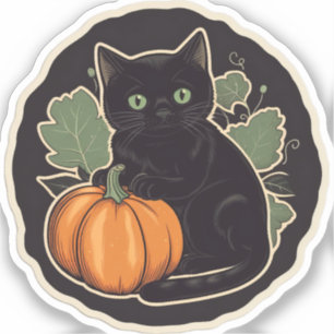 Sticker Vintage Halloween Kitty